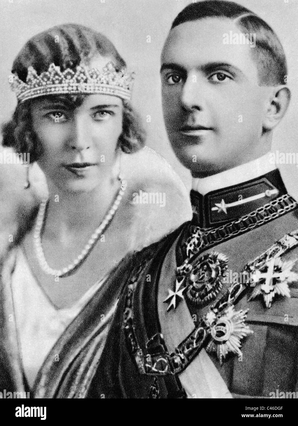 Il principe ereditario Umberto di Italia con la sua sposa la principessa Marie Jose del Belgio, 1930 Foto Stock