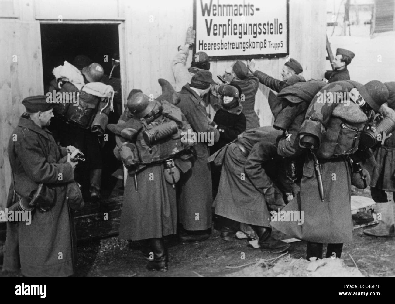 La seconda guerra mondiale: Campo di razioni alimentari alla Wehrmacht tedesca Foto Stock
