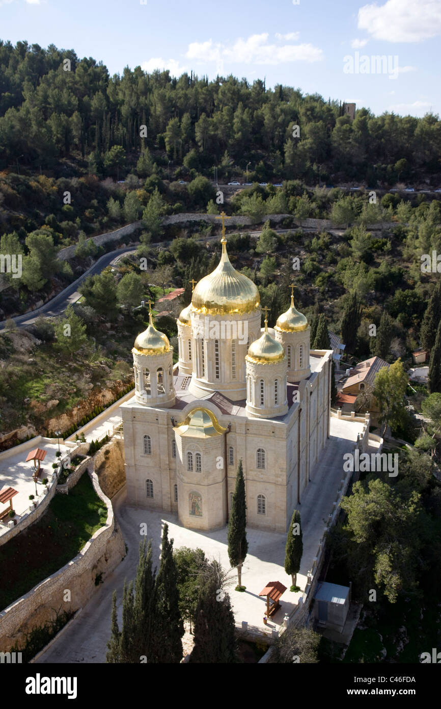 Fotografia aerea del monastero di Gorny in Ein Kerem Foto Stock