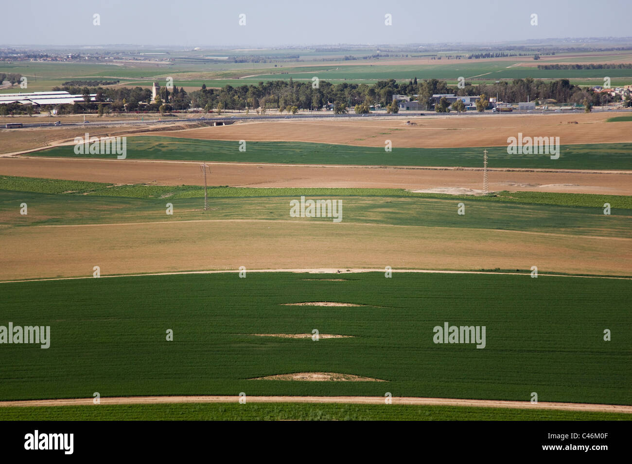 Fotografia aerea dell'agricoltura i campi della pianura Foto Stock