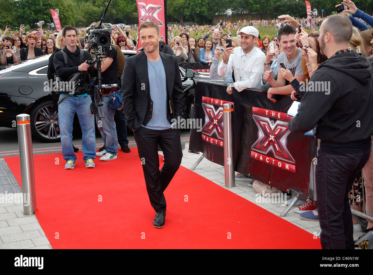 Gary Barlow a X Factor auditions, Birmingham LG Arena,2011. Foto © John Robertson, 2011. Foto Stock