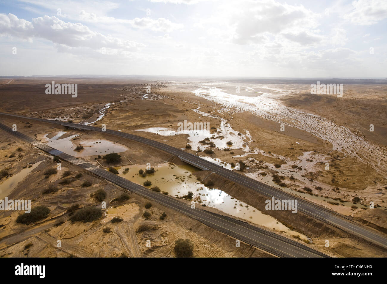 Fotografia aerea di inondazioni in Arava Foto Stock