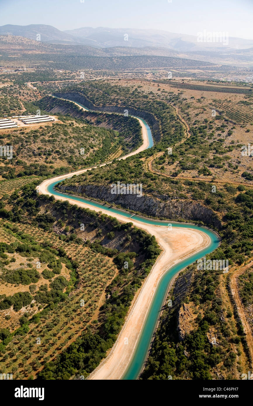 Fotografia aerea del National Water Carrier in Bassa Galilea Foto Stock
