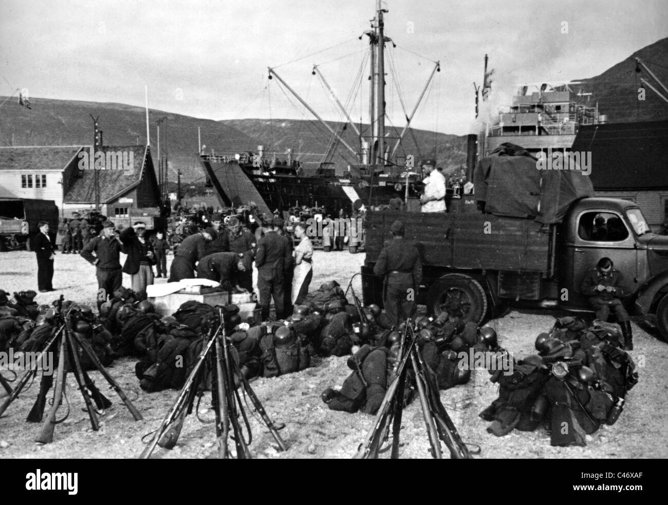 La seconda guerra mondiale: campagna norvegese. Battaglie di Narvik, 1940 Foto Stock