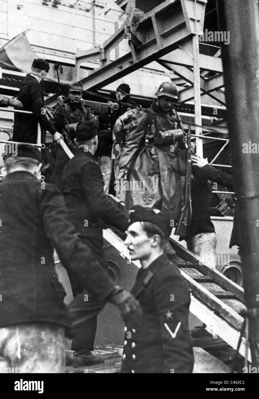 La seconda guerra mondiale: il ritorno di truppe tedesche dalla campagna di Norvegia, 1940 Foto Stock