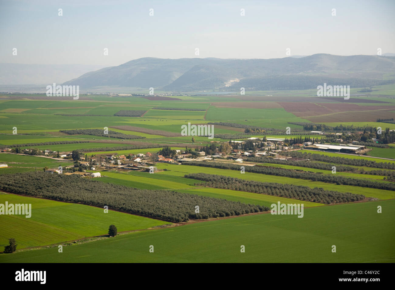 Fotografia aerea dell'agricoltura campi della Galilea Foto Stock