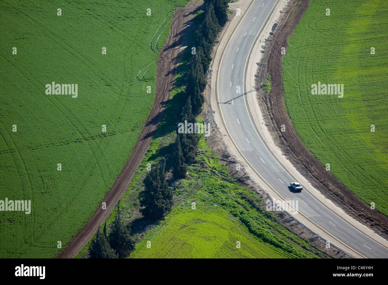 Vista astratta dell'agricoltura campi della Galilea Foto Stock