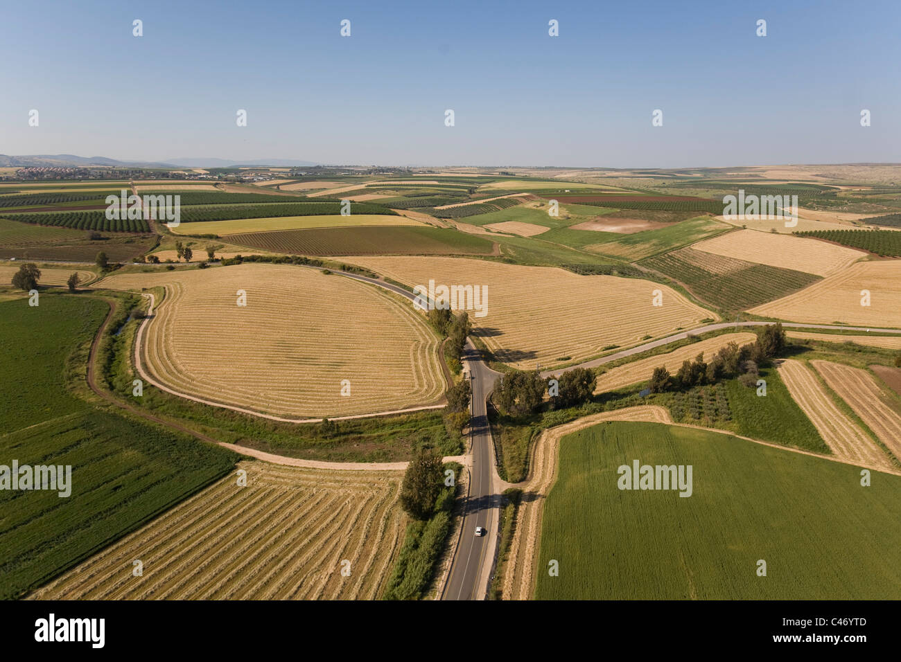 Fotografia aerea dell'agricoltura i campi nella Bassa Galilea Foto Stock