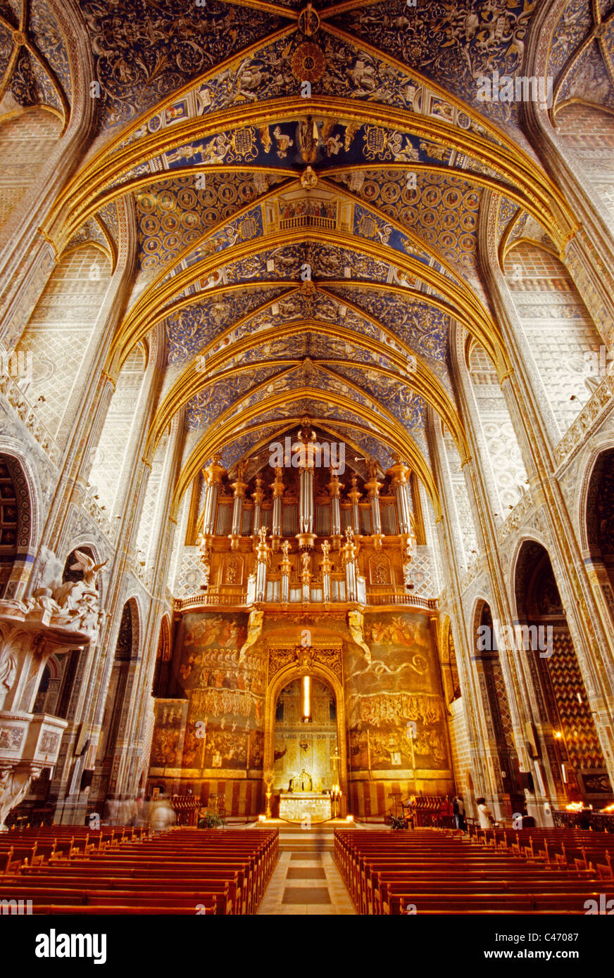 Navata della Cattedrale di albi di Santa Cecilia nel sud stile architettonico gotico, un sito Patrimonio Mondiale dell'UNESCO Foto Stock