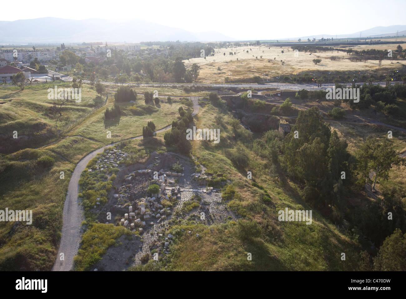 Fotografia aerea di Beit Shean nella valle del Giordano Foto Stock