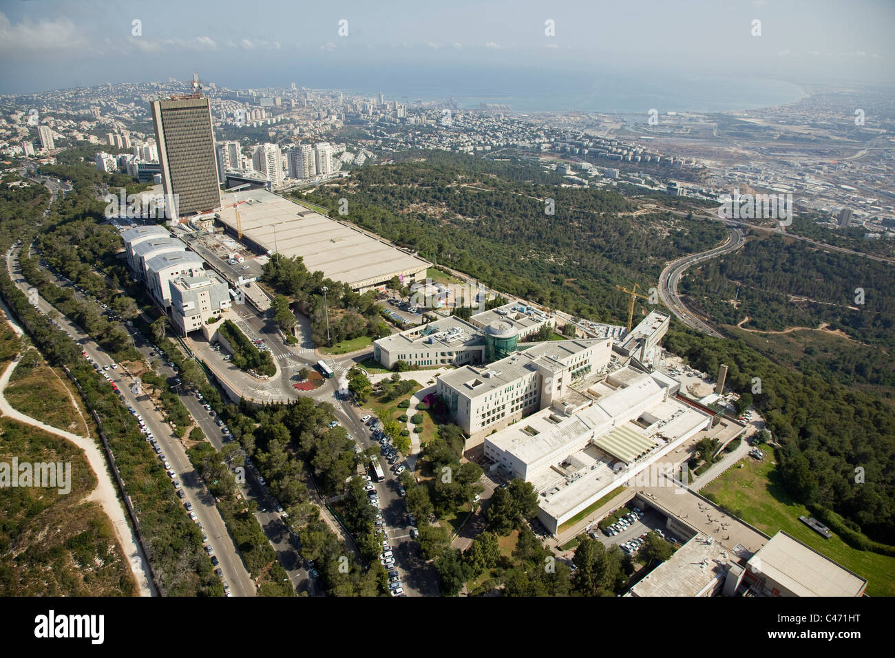 Fotografia aerea di Haifa Università sul Monte Carmelo Foto Stock