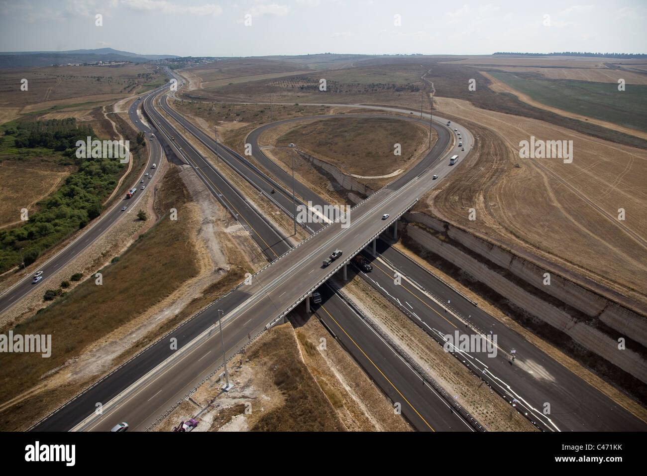 Fotografia aerea di Ein Toot incrocio dell'autostrada numero 6 Foto Stock