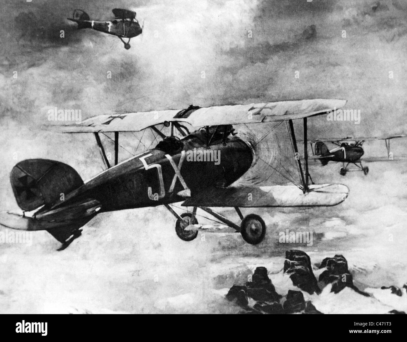 Julius Arigi in un combattimento aereo durante la Prima Guerra Mondiale Foto Stock