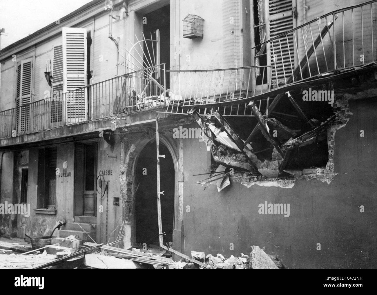 Bombardato casa in Levallois-Perret, 1916 Foto Stock