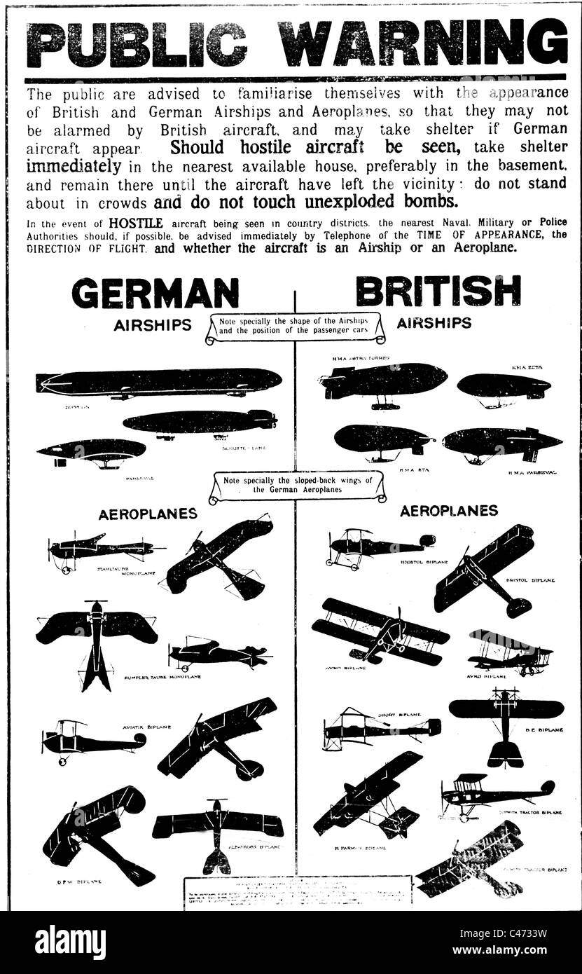 Avviso inglese foglio, 1915 Foto Stock