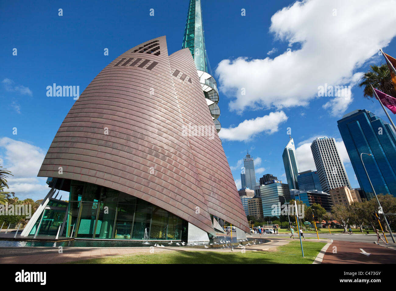 Campanile di Swan e dello skyline della citta'. Perth, Western Australia, Australia Foto Stock