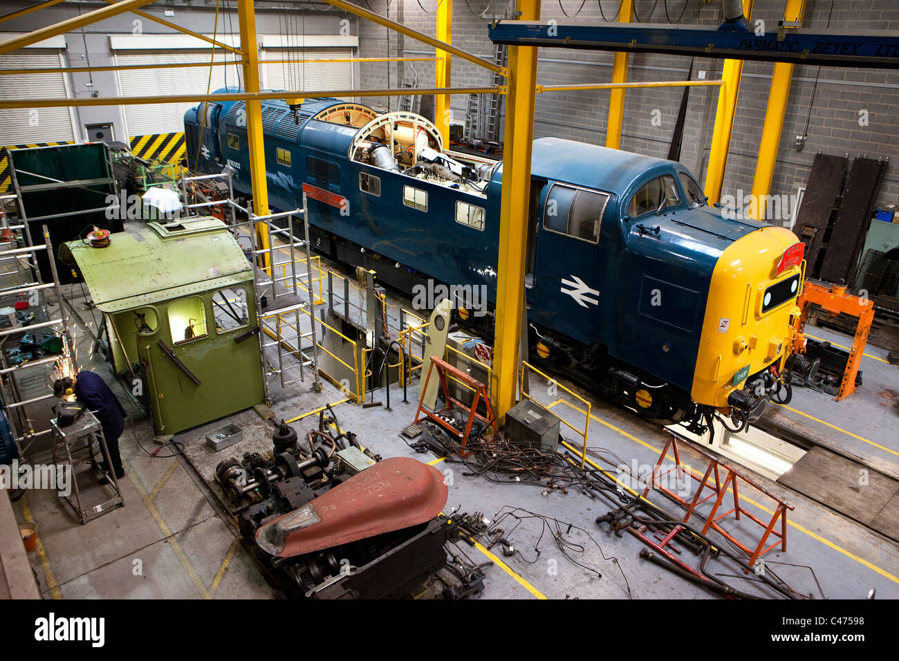Engineering workshop presso il Museo Nazionale delle Ferrovie di York Foto Stock