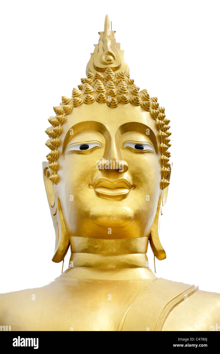 Big Buddha testa dorata, Phra Yai tempio, Pattaya, Thailandia Foto Stock