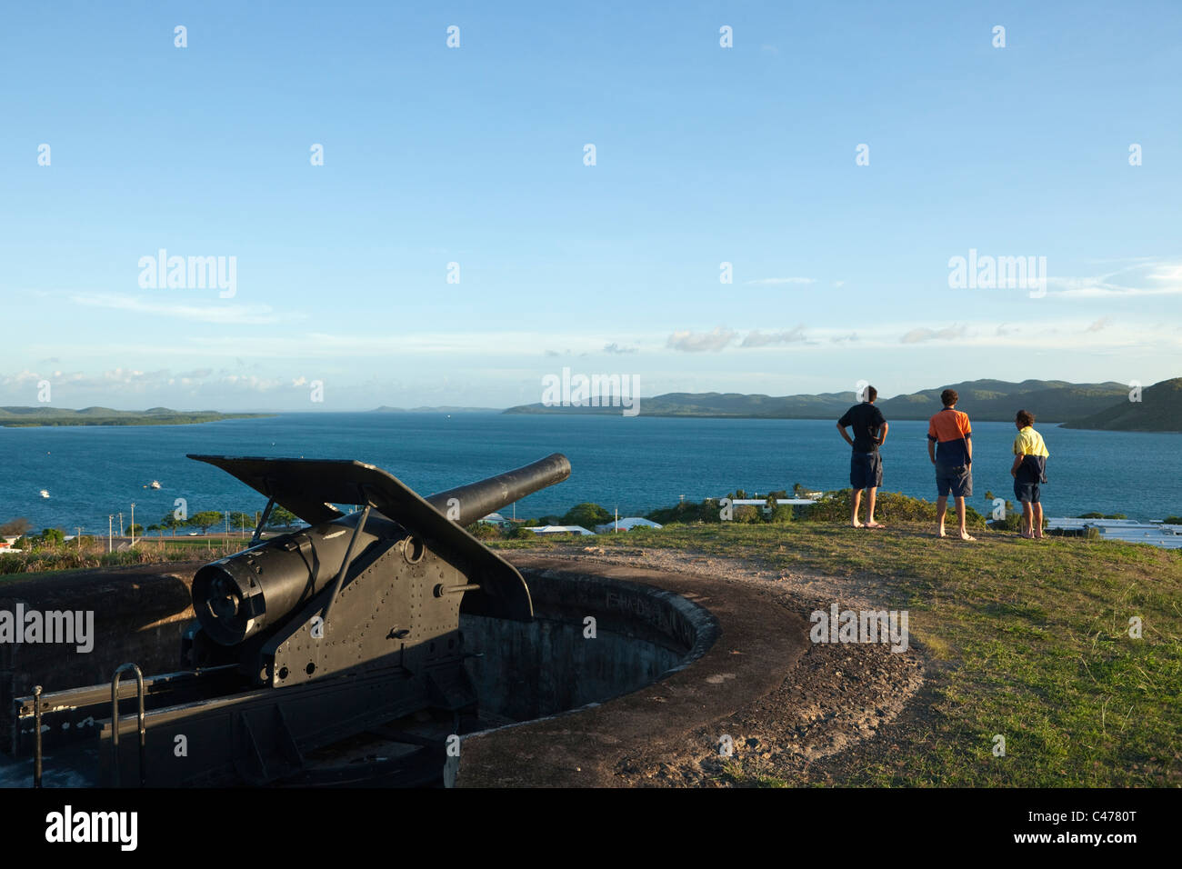 Pistola a batteria verde collina Fort. Giovedì Isola, Torres Strait Islands, Queensland, Australia Foto Stock