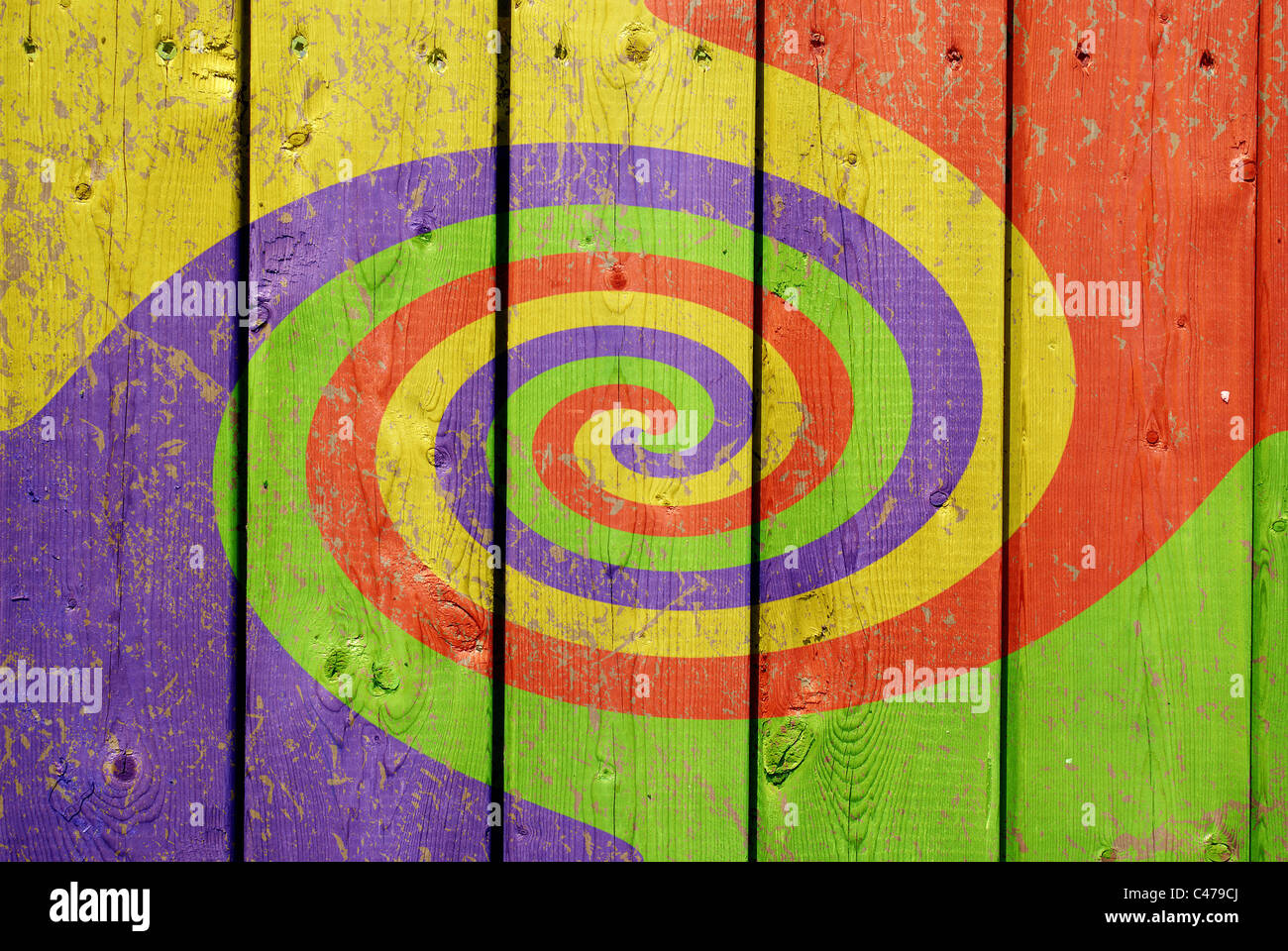 Un colorato modello di turbolenza dipinta su 2X4 boards. Foto Stock