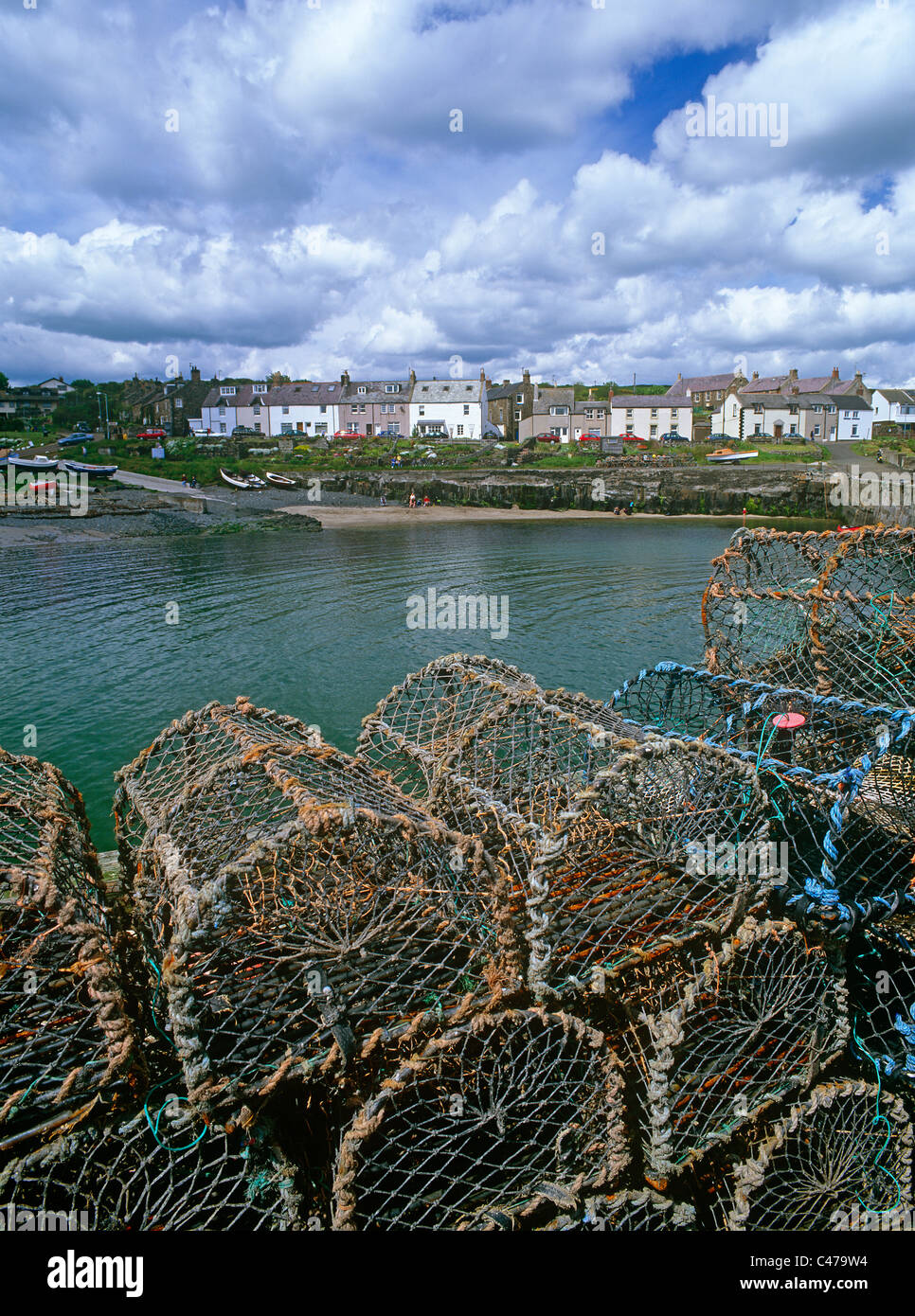 Lobster cantre a Craster villaggio ed un porto, Northumberland, Inghilterra Foto Stock