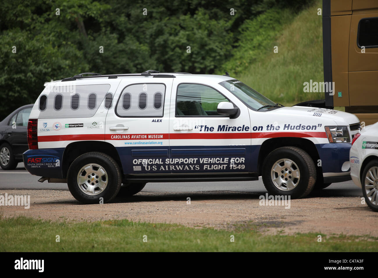 Supporto Vehic US Airways Airbus volo 1549 sbarcati sul fiume Hudson Gennaio 2009 trasportato Carolina Aviation Museum Foto Stock