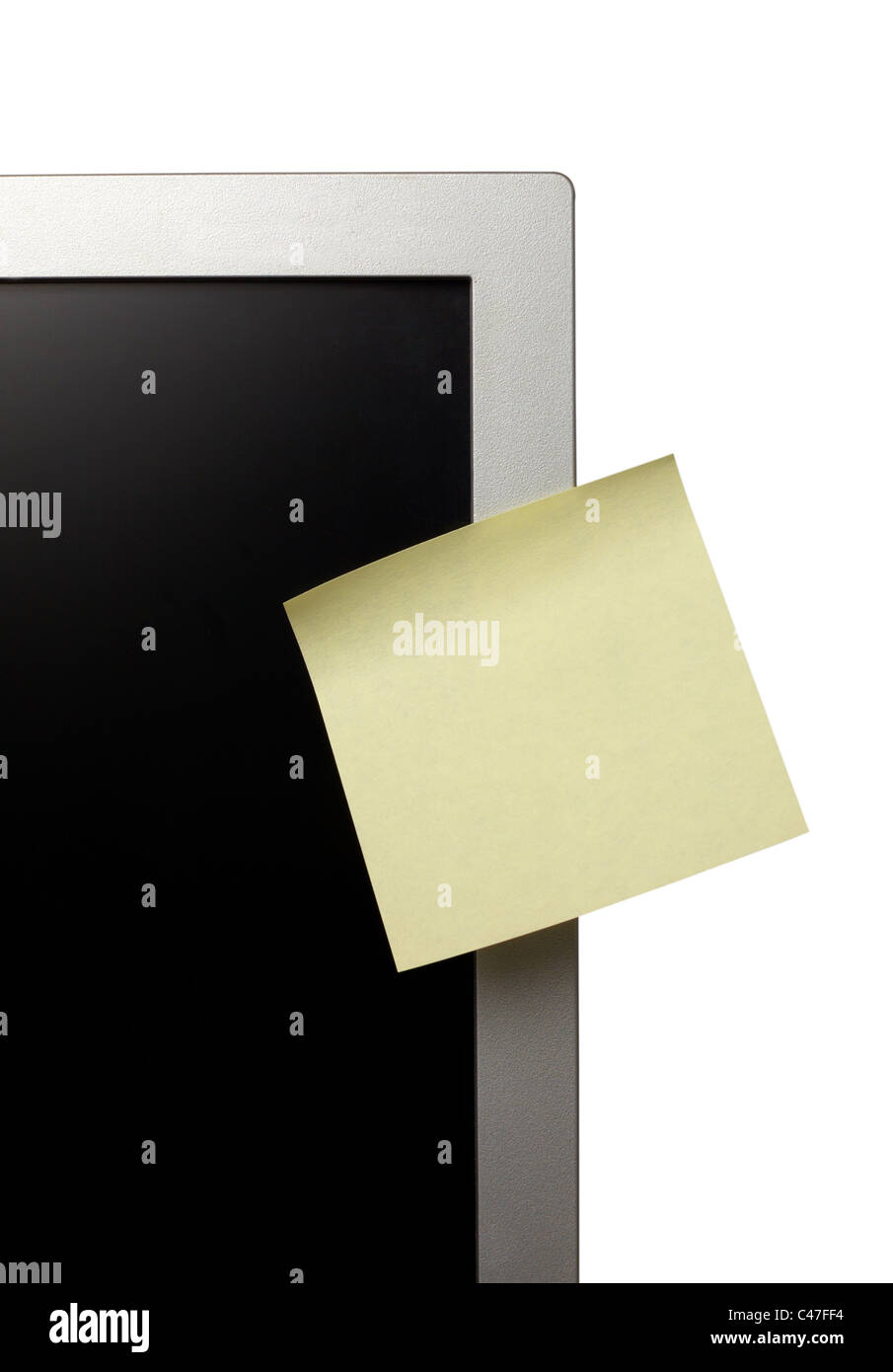 Nota la carta e il monitor del computer Foto Stock
