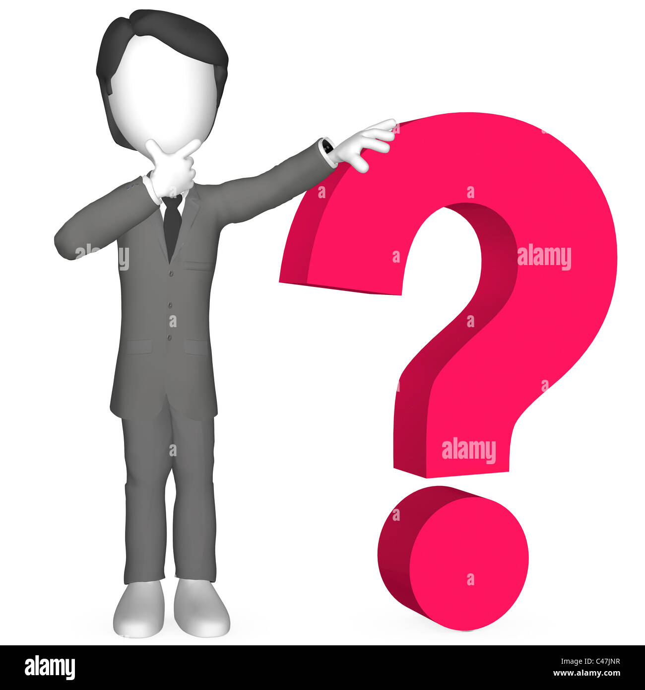 3d di un essere umano con un punto interrogativo rosso Foto Stock