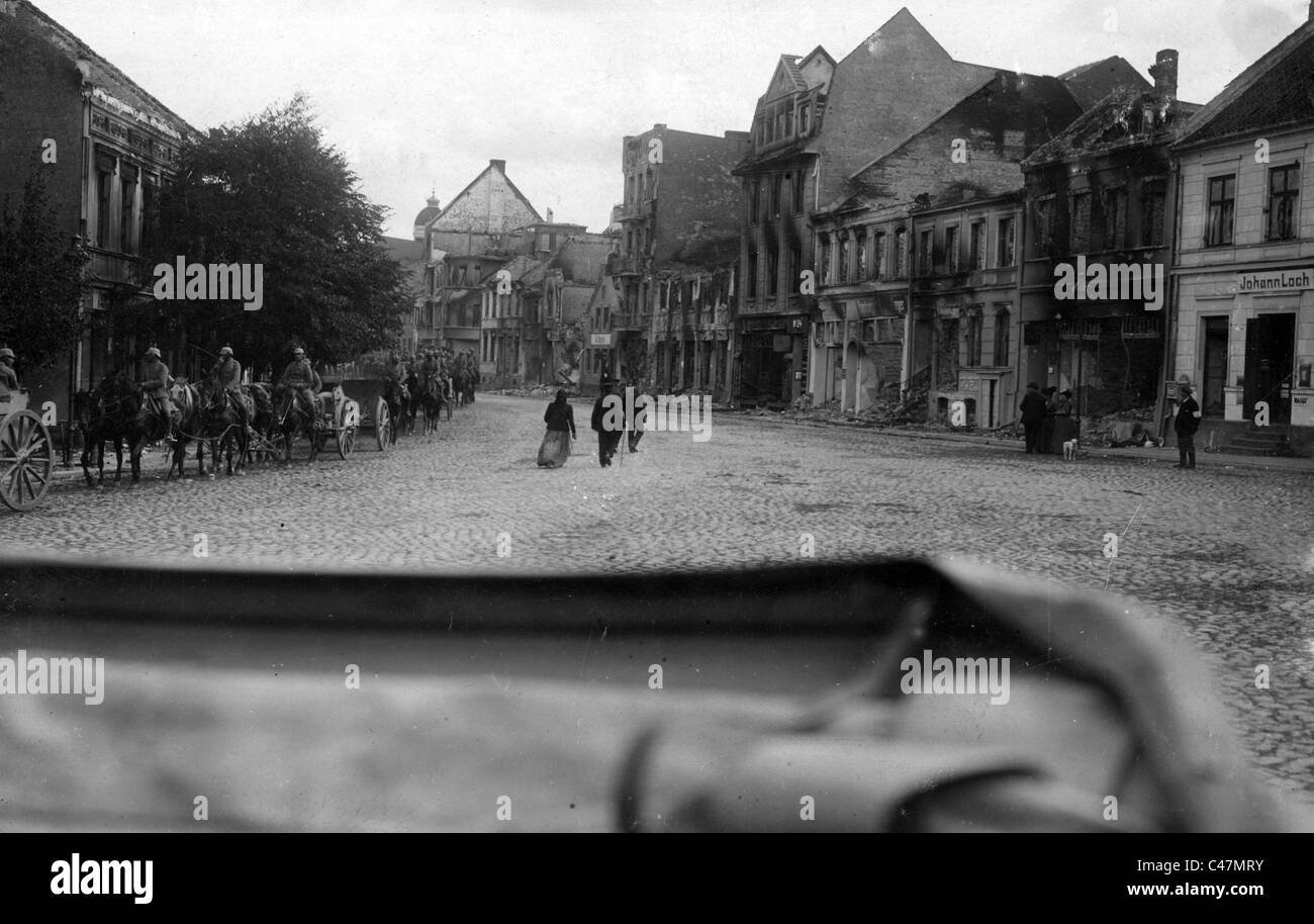 Una strada in Ortelsburg, 1914 Foto Stock