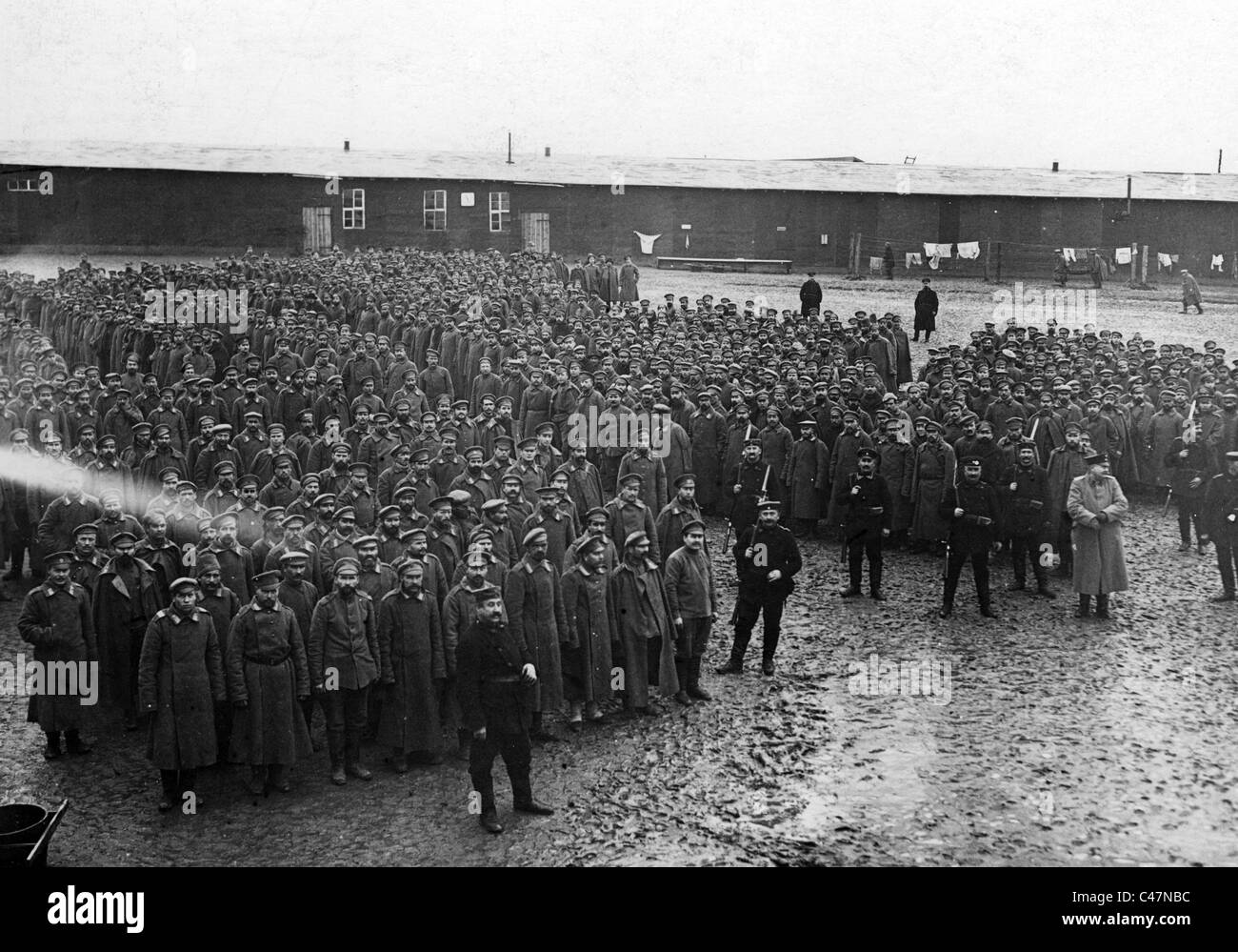 Mattina appello all'Crossen campo di prigionia, 1915 Foto Stock
