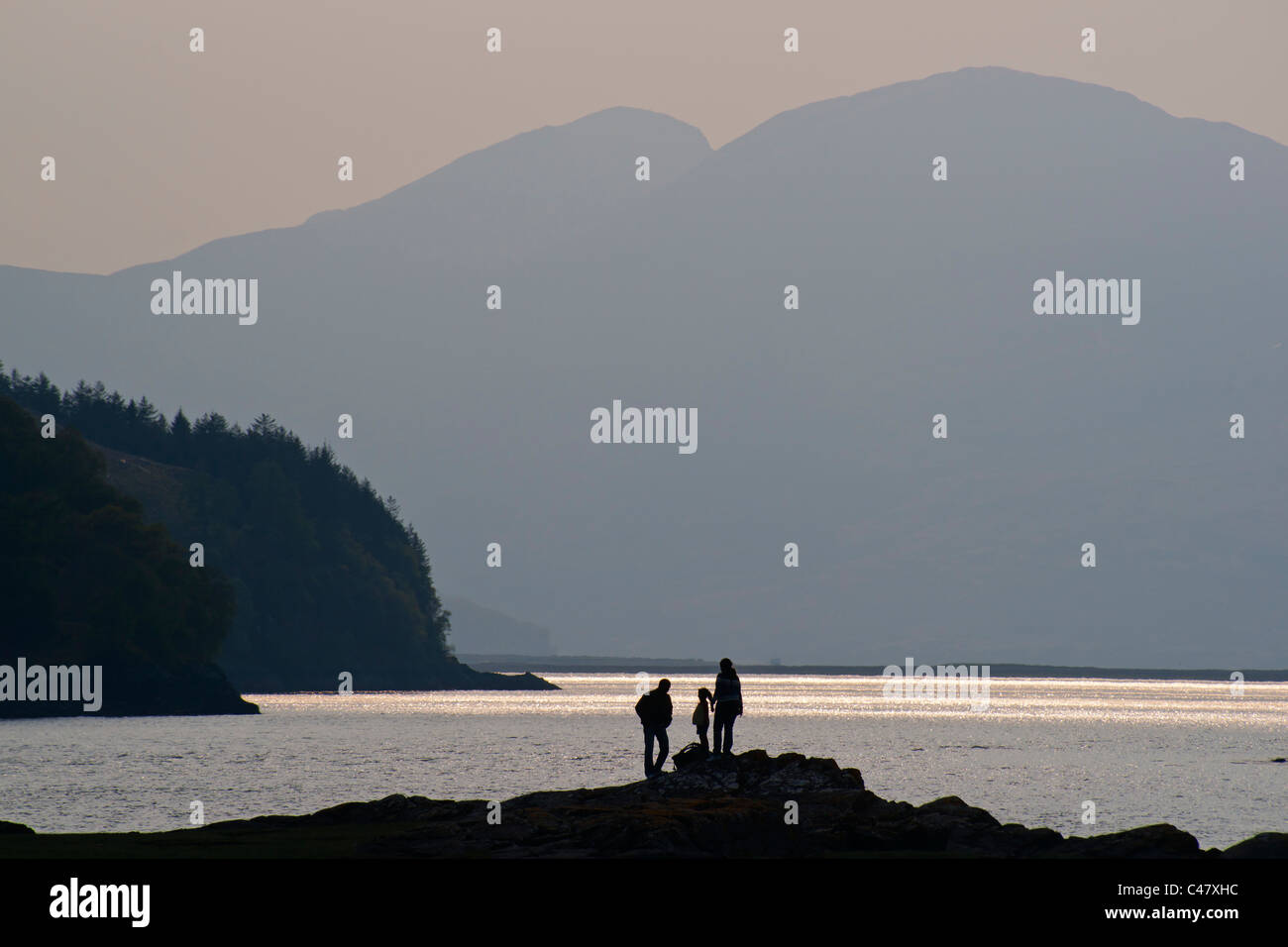 Tramonto sul Loch Duich, Lochalsh, regione delle Highlands, Scozia Foto Stock