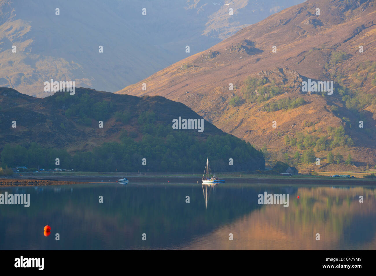 Loch Duich, dawn, Lochalsh, Shiel Bridge, regione delle Highlands, Scozia Foto Stock