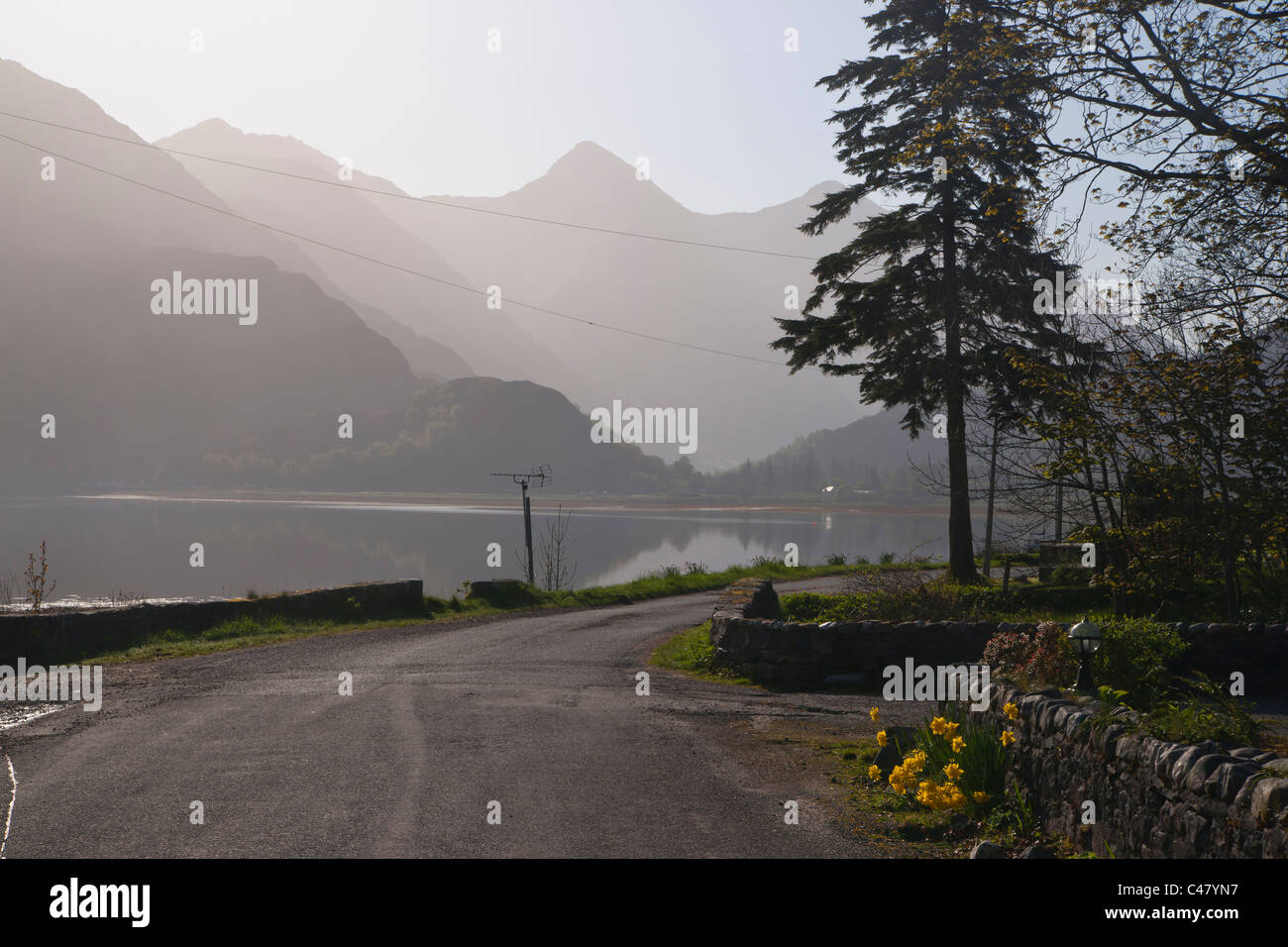 Loch Duich, dawn, Lochalsh, Shiel Bridge, regione delle Highlands, Scozia Foto Stock