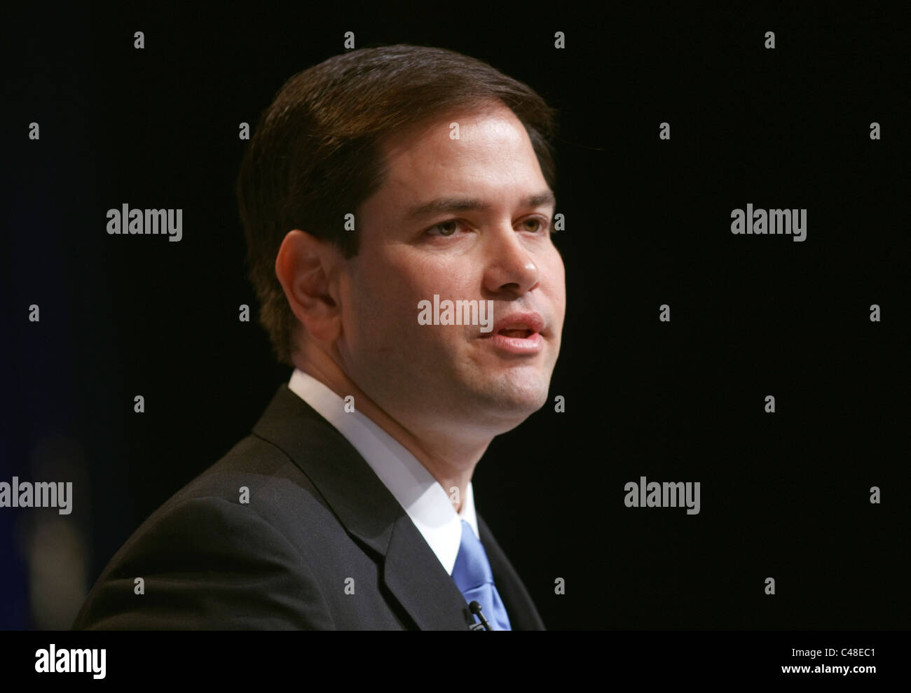 Il repubblicano in Florida il senatore Marco Rubio parla al CPAC conferenza a Washington DC Foto Stock
