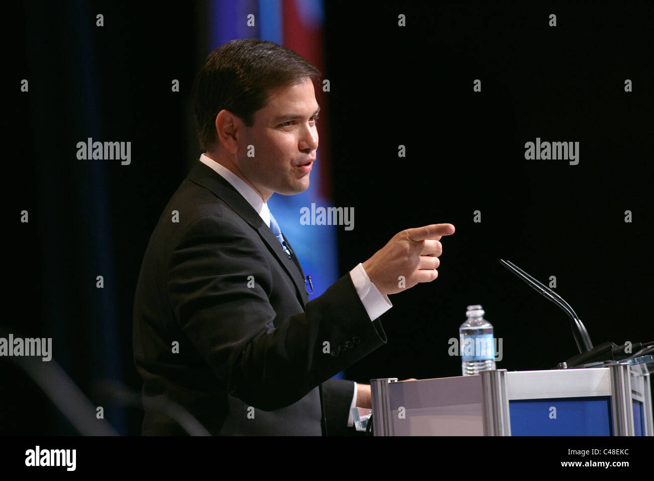 Il repubblicano in Florida il senatore Marco Rubio parla al CPAC conferenza a Washington DC Foto Stock