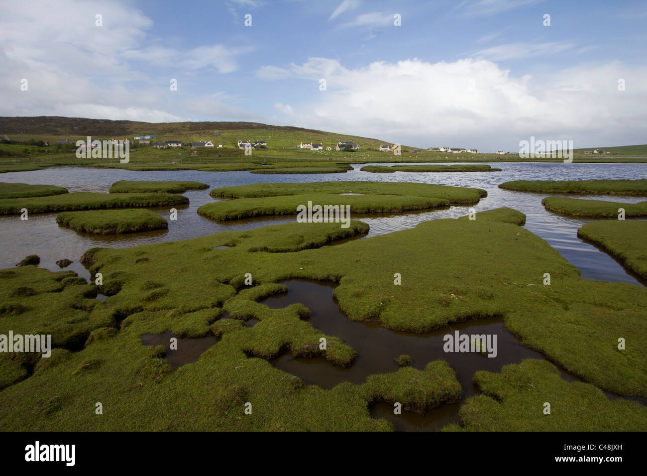 Lazy letti pascolo di erba northton Isle of Harris Western Isles della Scozia Foto Stock