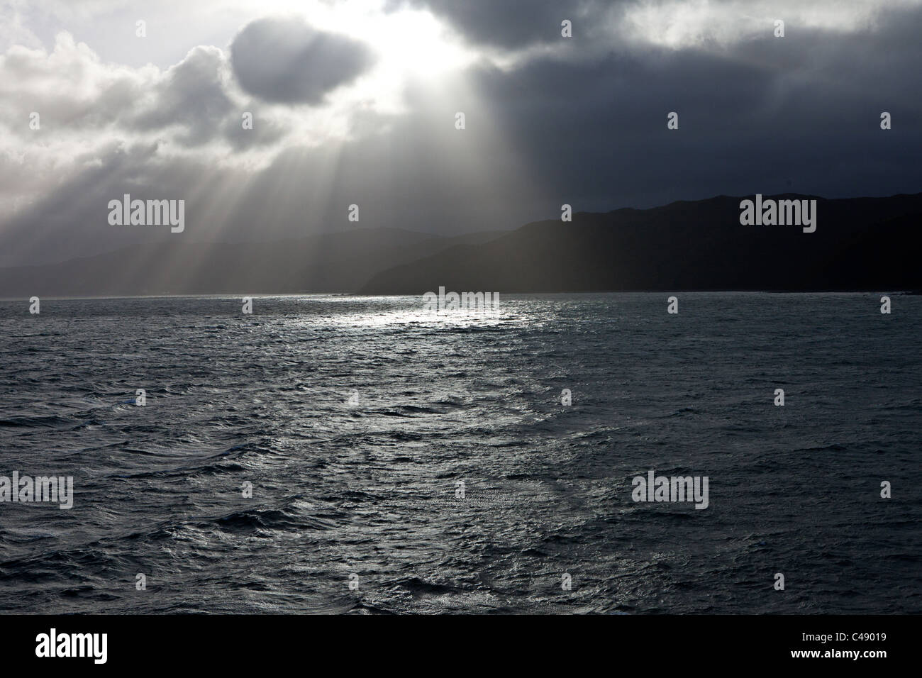 Avvicinamento dei traghetti Isola del Sud , Nuova Zelanda Foto Stock