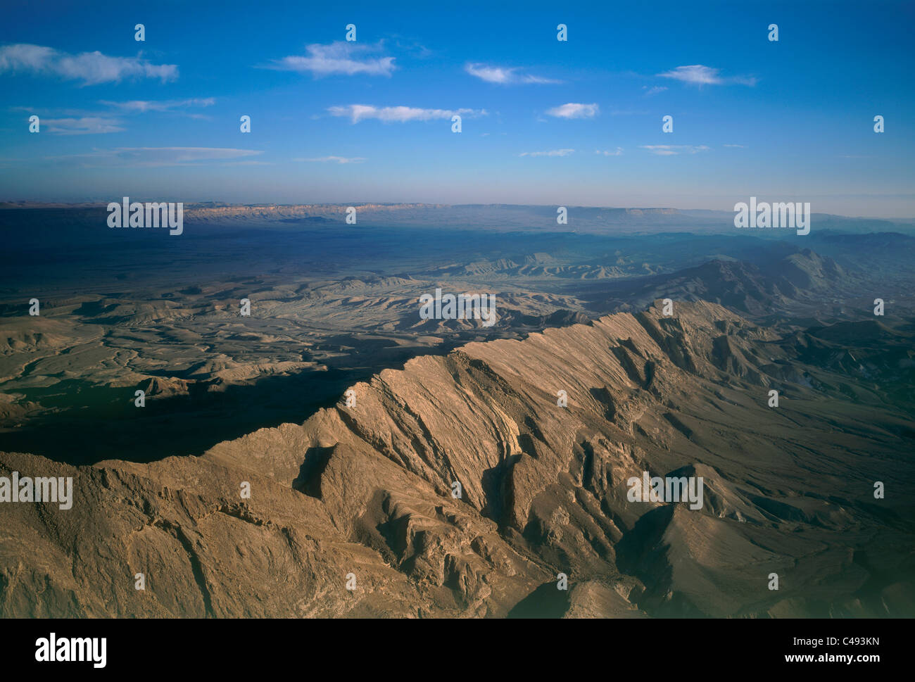 Fotografia aerea del cratere Ramon nel deserto del Negev Foto Stock