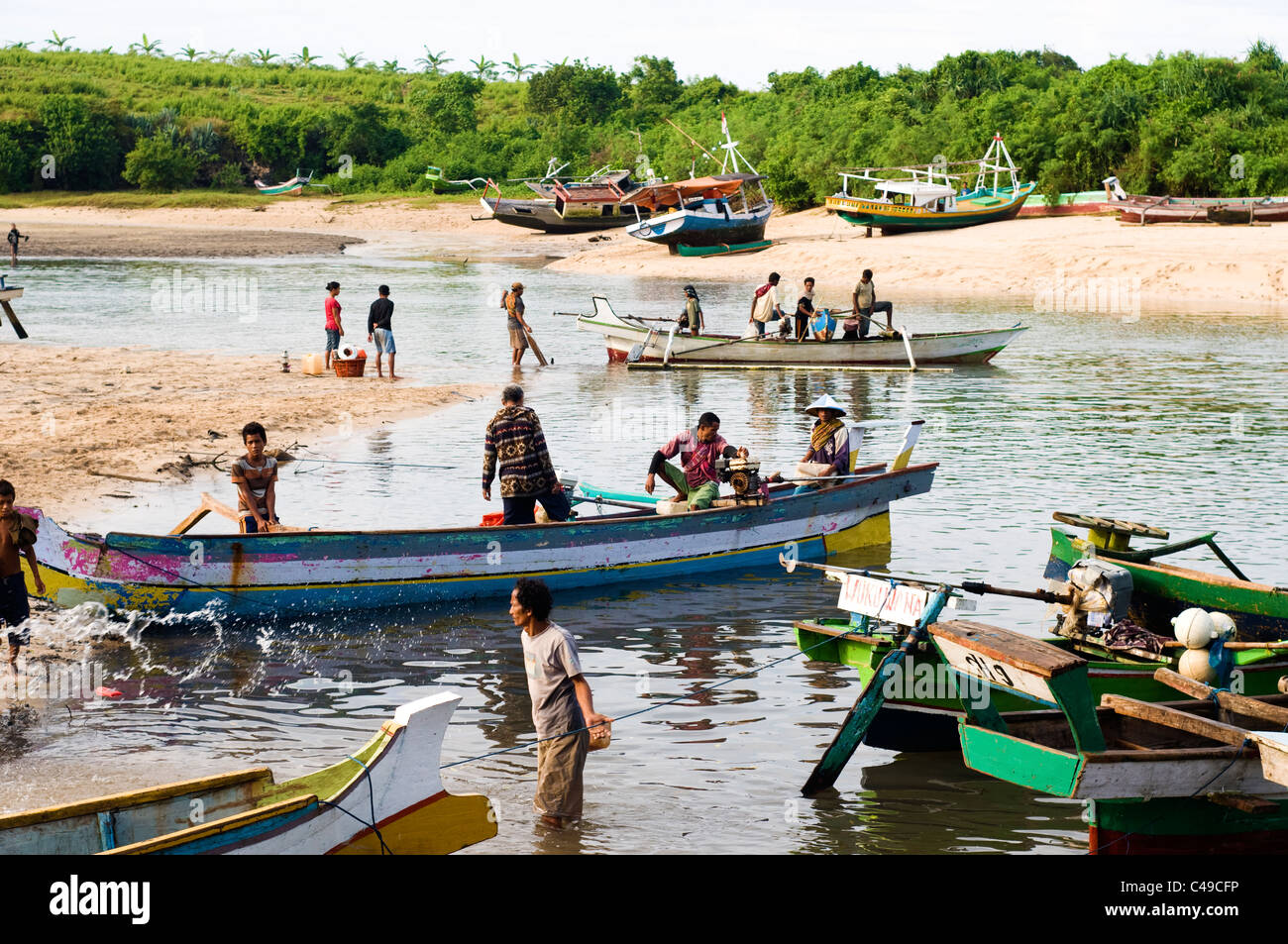 Barche da pesca pero sumba indonesia Foto Stock