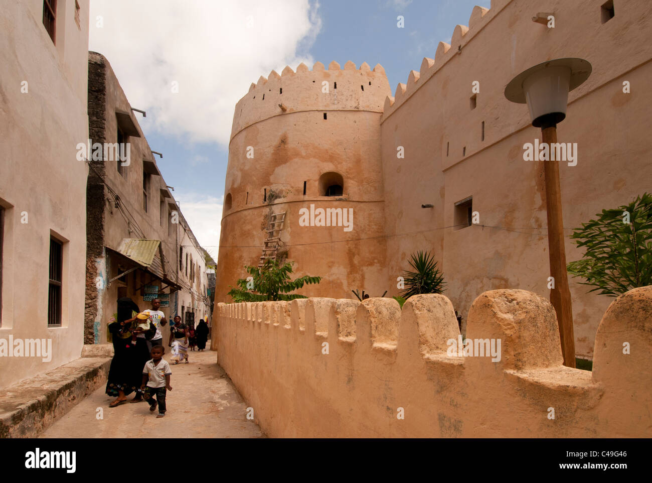 Strada di Lamu, Kenya Foto Stock