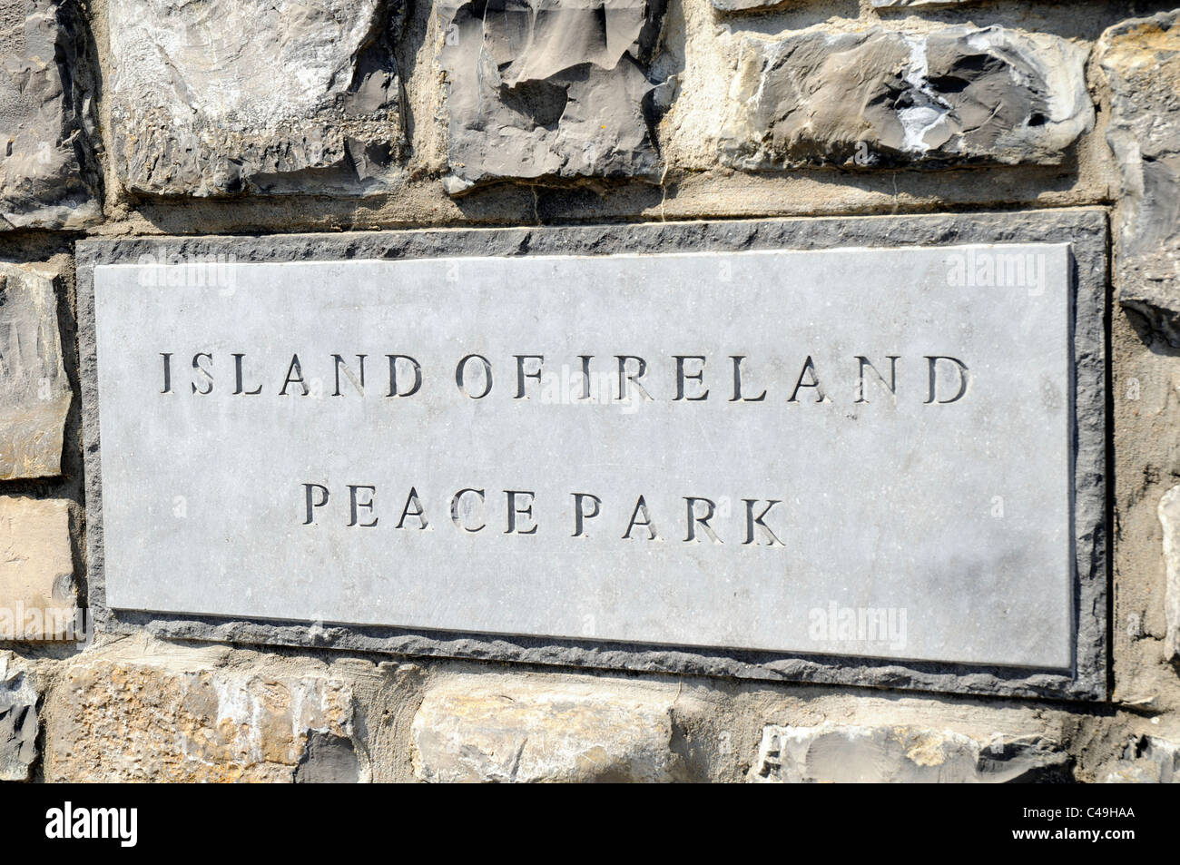 Isola dell' Irlanda il Parco della Pace, Mesen (Messines), vicino a Ypres, Belgio. Foto Stock