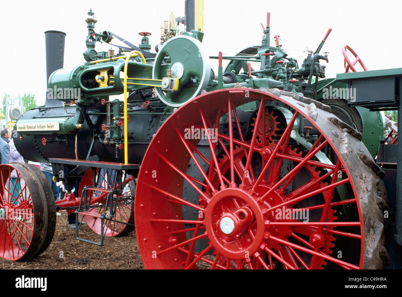 Antique vapore motore di trazione, Saanichton, British Columbia, Canada - macchina storica a Saanich manufatti storici della società Foto Stock