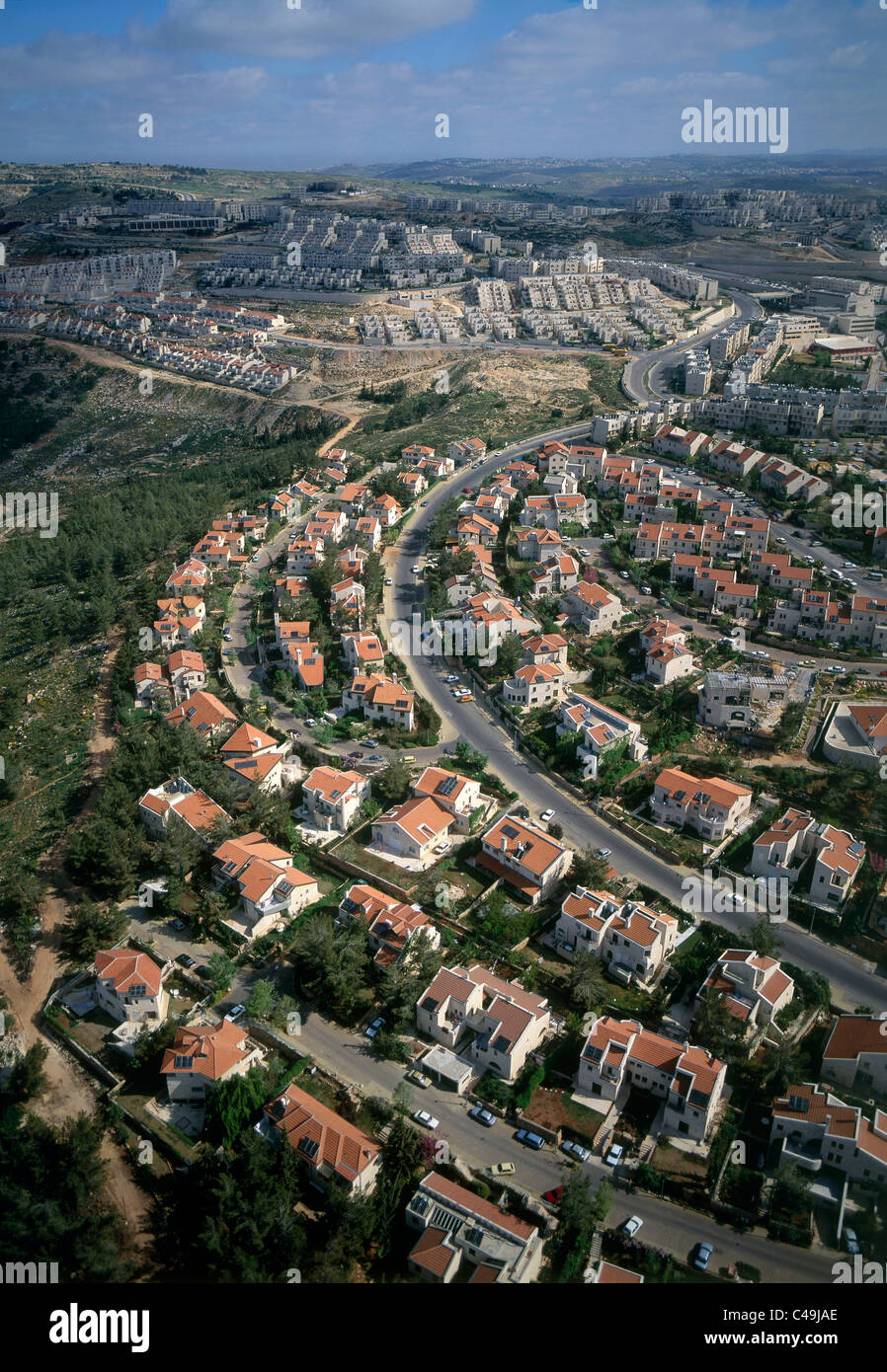 Fotografia aerea del costruire Yopur casa propria sezione in Ramot Foto Stock
