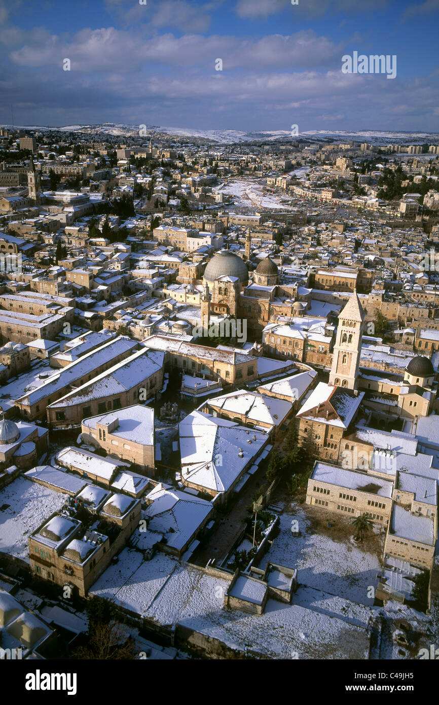 Fotografia aerea del quartiere cristiano nella città vecchia di Gerusalemme Foto Stock