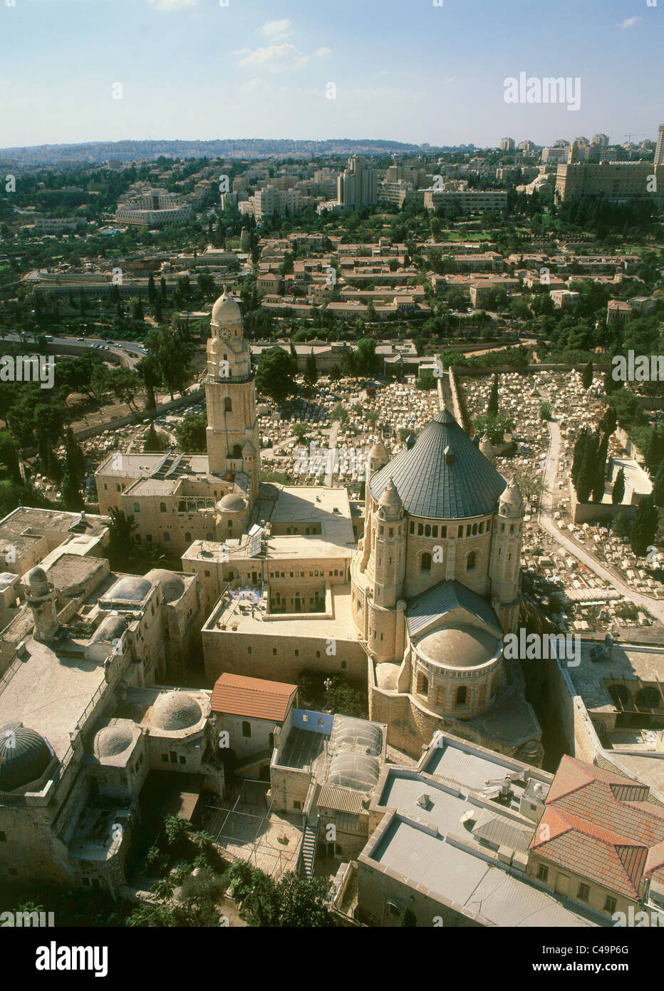 Fotografia aerea della Dormition Abbey nella città vecchia di Gerusalemme Foto Stock