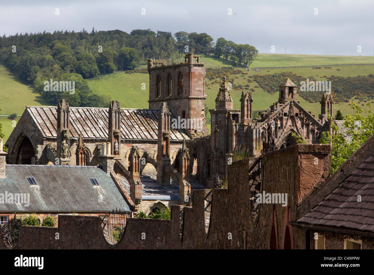 Melrose abbey rovine Scottish Borders scotland Foto Stock