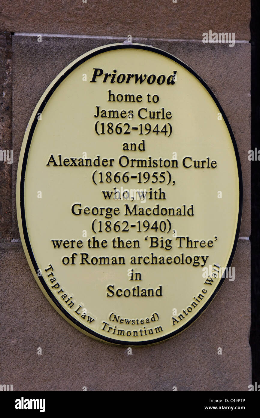 Placca priorwood melrose Scottish Borders scotland Foto Stock