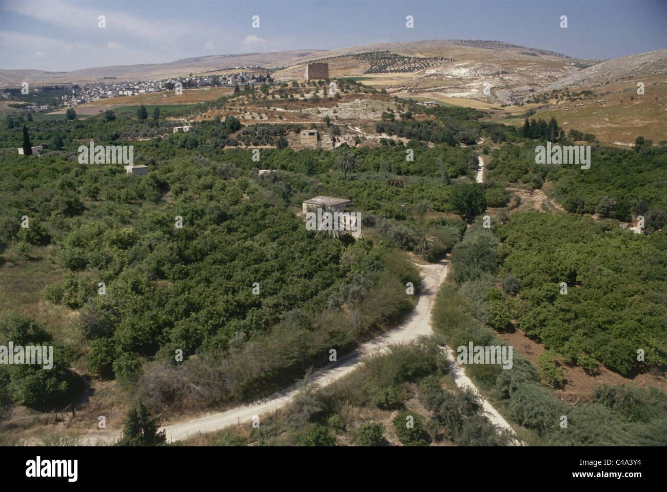 Fotografia aerea di un villaggio arabo in Samaria Foto Stock