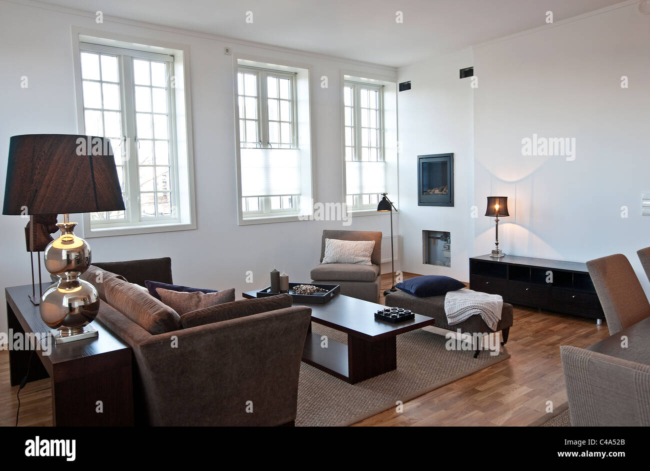 Moderno appartamento interno. Home, di vivere. Stavanger, Norvegia Foto Stock
