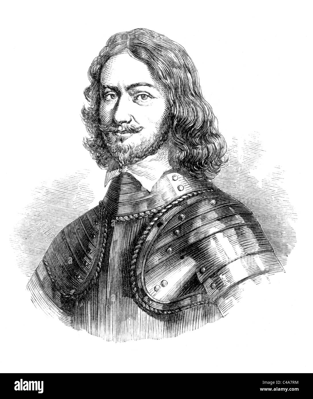 Generale Henry Ireton (1611-1651) parlamentare inglese &soldato durante l'inglese guerre civili; Bianco e Nero illustrazione Foto Stock